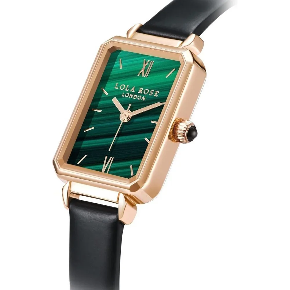 Women's Green Malachite Dial Elegant Tang Buckle Imported Wrist Watch